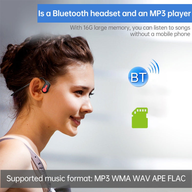 K3 Bone Conduction Bluetooth 5.0 Wireless Headphones Waterproof Headphones 16GB RAM(Black) - Bluetooth Earphone by PMC Jewellery | Online Shopping South Africa | PMC Jewellery