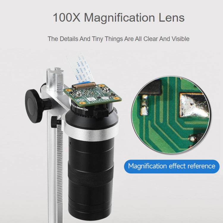 Waveshare 100X Industrial Microscope Lens, C/CS-Mount, for Raspberry Pi HQ Camera(24229) - free shipping - PMC TechLife - Order now!
