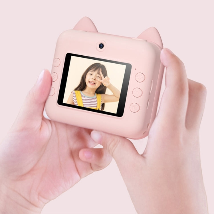P1 No Card Children Instant Camera 1200W Front And Rear Dual-Lens Mini Print Photographic Digital Camera Toy(Pink Cat) - Children Cameras by PMC TechLife | Online Shopping South Africa | PMC TechLife