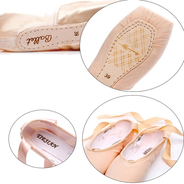 Ballet Lace Pointe Shoes Professional Flat Dance Shoes, Size: 32(Satin Nude) - Yoga Socks & Shoes by PMC Jewellery | Online Shopping South Africa | PMC Jewellery