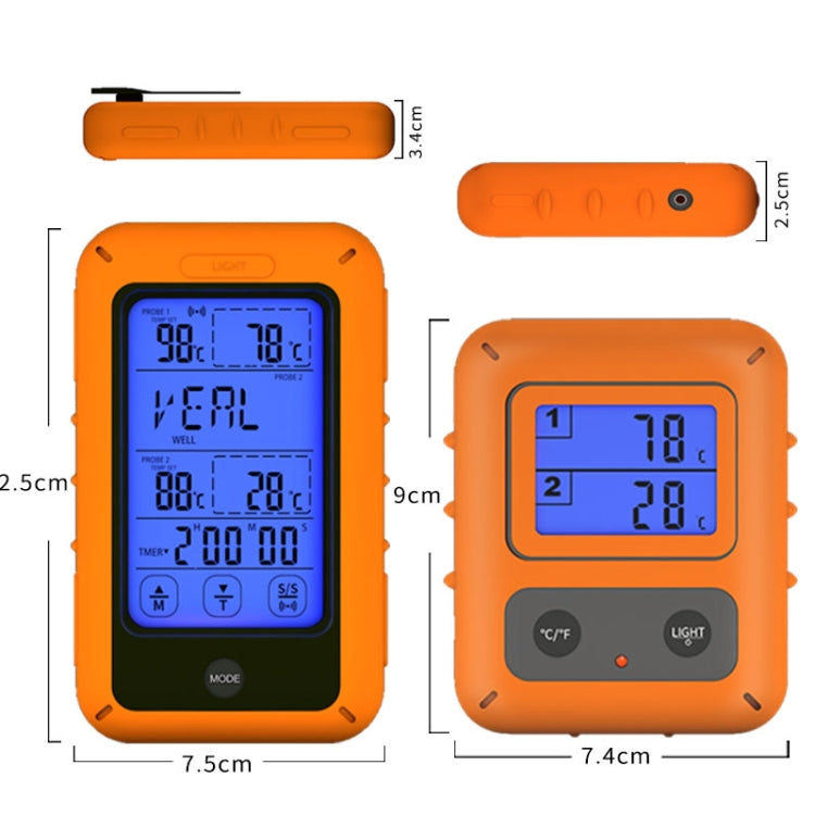 Wireless Food Thermometer Household Touch Screen BBQ Dual-Channel Kitchen  Thermometer - Cooking Thermometers by PMC Jewellery | Online Shopping South Africa | PMC Jewellery