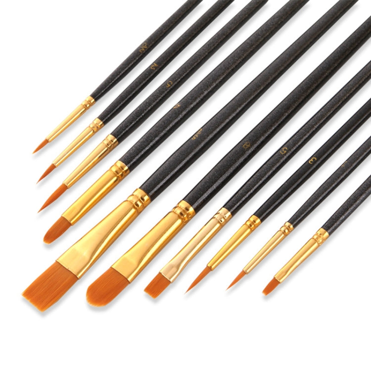 ZHU TING 10 in 1 Pearl Rod Nylon Hair Combination Brush Oil Paint Brush(Black Rods) - Art Supplies by PMC Jewellery | Online Shopping South Africa | PMC Jewellery