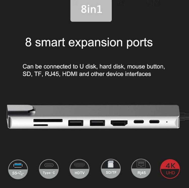 WC7367 8 in 1 87W Type-C to PD+USB3.0x2+SD+TF+HDMI+RJ45+Type-c Docking Station HUB - USB HUB by PMC Jewellery | Online Shopping South Africa | PMC Jewellery