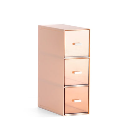 Desktop Drawer Storage Box Cosmetics Office Student Stationery Pen Dormitory Three Grid Desk Rack(Coral Powder) - Storage Boxes by PMC Jewellery | Online Shopping South Africa | PMC Jewellery