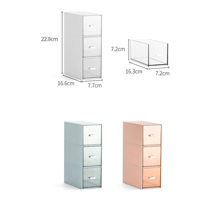 Desktop Drawer Storage Box Cosmetics Office Student Stationery Pen Dormitory Three Grid Desk Rack(Coral Powder) - Storage Boxes by PMC TechLife | Online Shopping South Africa | PMC TechLife