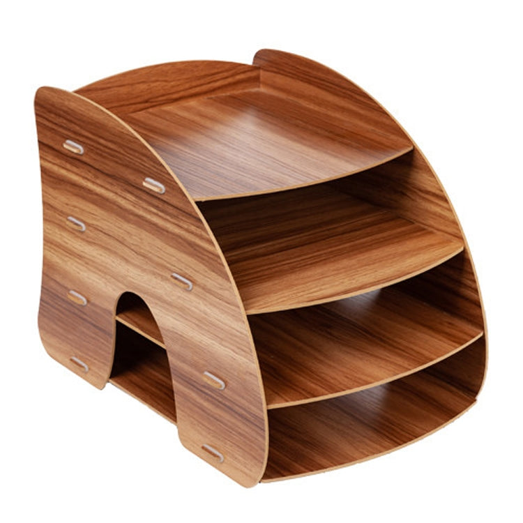 Office Supplies Curved Desktop A4 Storage Box Wooden File Rack Data Rack Shelf(Oak) - Shelf & Hooks by PMC TechLife | Online Shopping South Africa | PMC TechLife