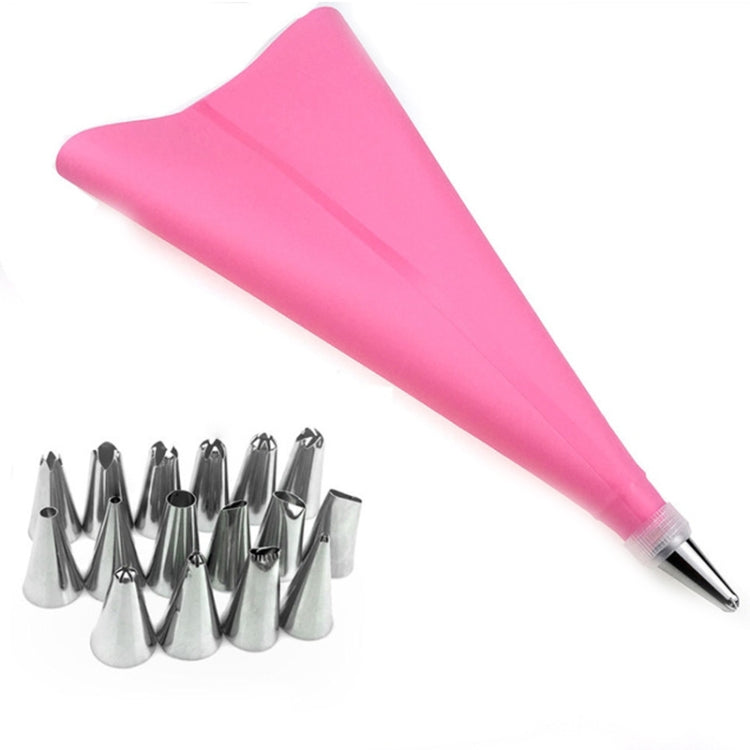 2 Sets Reusable Silicone Pastry Bag Cake Decorating Tools with 16 Nozzles Tips(Pink) - Food Molds by PMC TechLife | Online Shopping South Africa | PMC TechLife