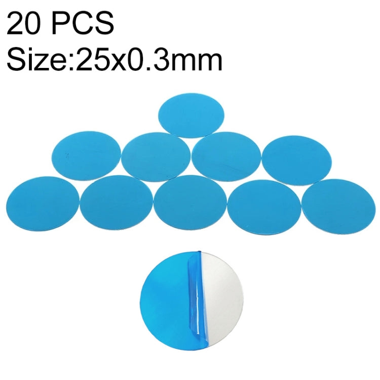 20 PCS Metal Plate Disk Iron Sheet For Magnetic Car Phone Stand Holder(25x0.3mm) - Hand-Sticking Bracket by PMC TechLife | Online Shopping South Africa | PMC TechLife
