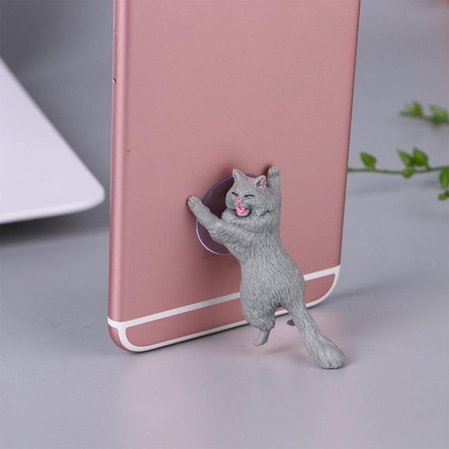 60 PCS Sucker Design Cute Cat Smartphone Holder(Gray) - Desktop Holder by PMC Jewellery | Online Shopping South Africa | PMC Jewellery