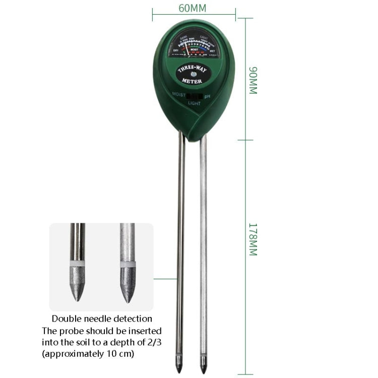 3 In 1 Soil Detector PH Value Light Intensity Test Pen Round Head Soil Dry Moisture Meter - PH & Moisture Meter by PMC Jewellery | Online Shopping South Africa | PMC Jewellery