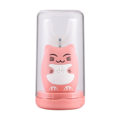 JY968 Children Automatic Intelligent Ultrasonic Voice Broadcast Mouth U-Shaped Electric Toothbrush, Product specifications: Cat 2-6 years old(Pink) - Toothbrushes by PMC Jewellery | Online Shopping South Africa | PMC Jewellery