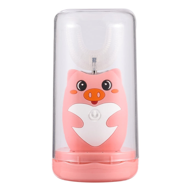 JY968 Children Automatic Intelligent Ultrasonic Voice Broadcast Mouth U-Shaped Electric Toothbrush, Product specifications: Pig 2-6 years old(Pink) - Toothbrushes by PMC Jewellery | Online Shopping South Africa | PMC Jewellery