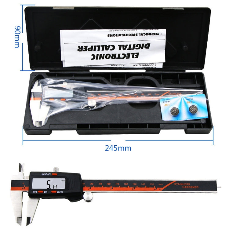 0-150mm Plastic Meter Stainless Steel Body Digital Display Electronic High-Precision Vernier Caliper, Specification: 2 Units of mm/inch - Measuring Tools by PMC TechLife | Online Shopping South Africa | PMC TechLife