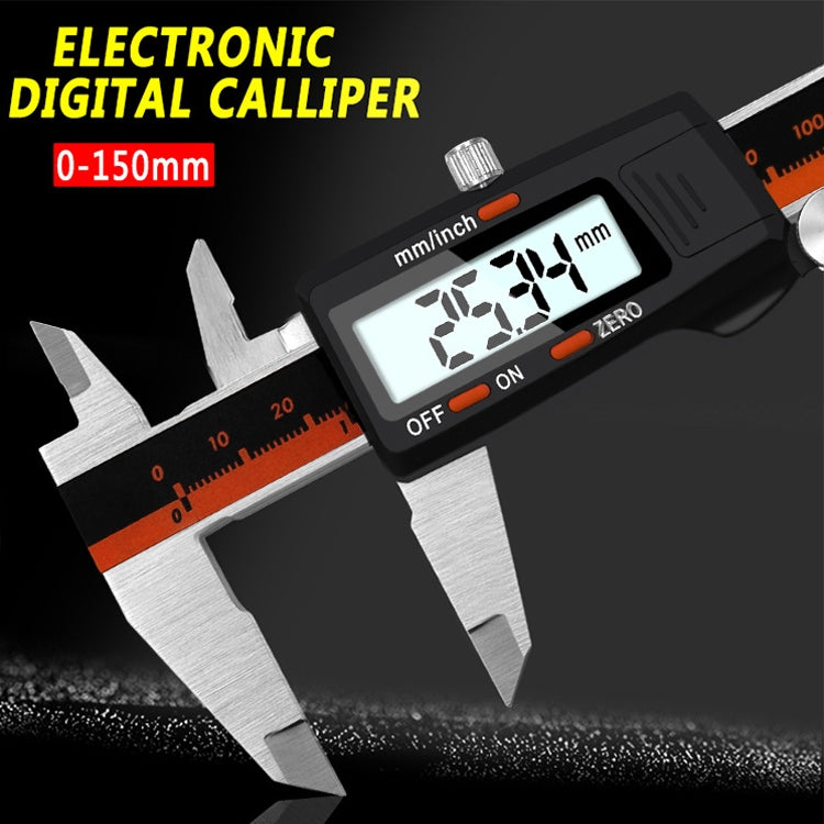 0-150mm Plastic Meter Stainless Steel Body Digital Display Electronic High-Precision Vernier Caliper, Specification: 2 Units of mm/inch - Measuring Tools by PMC TechLife | Online Shopping South Africa | PMC TechLife