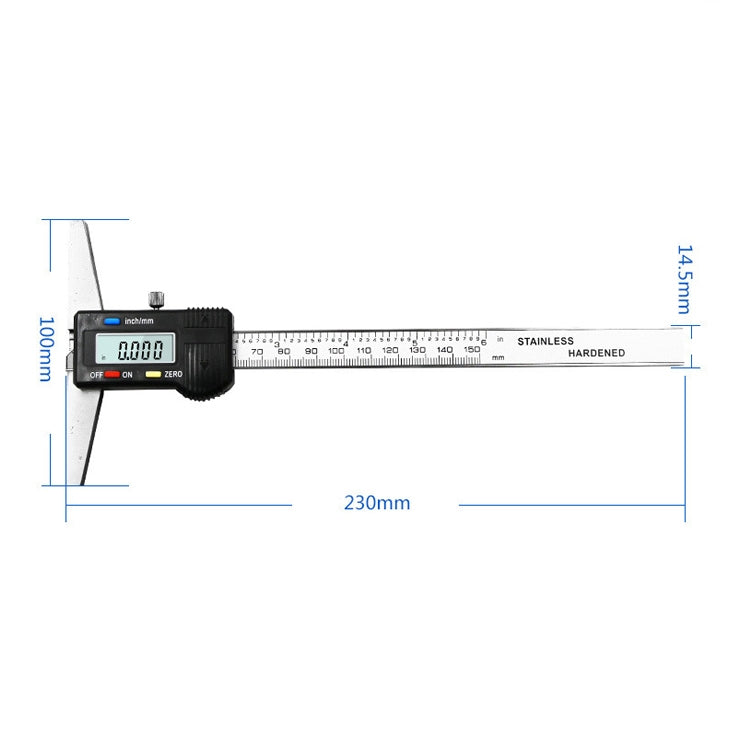 0-150mm Digital Display Depth Gauge Caliper Vernier Caliper Depth Measuring Ruler - Measuring Tools by PMC Jewellery | Online Shopping South Africa | PMC Jewellery