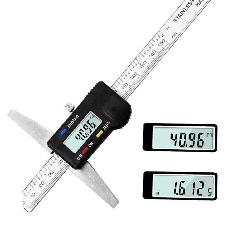 0-150mm Digital Display Depth Gauge Caliper Vernier Caliper Depth Measuring Ruler - Measuring Tools by PMC Jewellery | Online Shopping South Africa | PMC Jewellery
