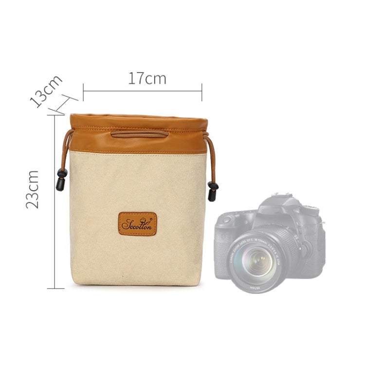 S.C.COTTON Liner Bag Waterproof Digital Protection Portable SLR Lens Bag Micro Single Camera Bag Photography Bag, Colour:  Beige L - Lens Bag by PMC Jewellery | Online Shopping South Africa | PMC Jewellery