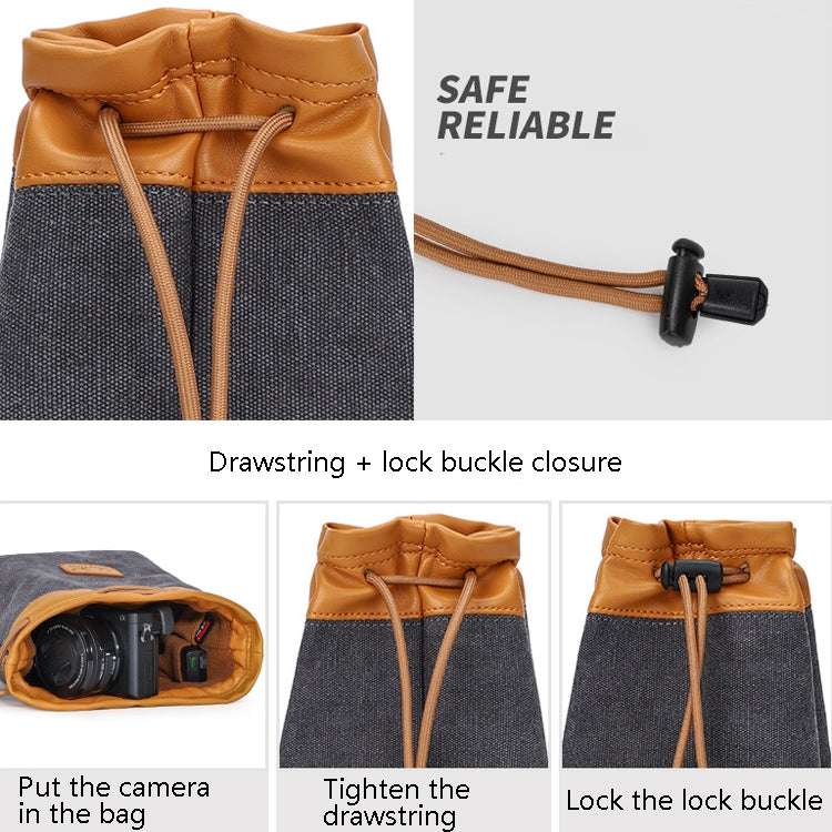 S.C.COTTON Liner Bag Waterproof Digital Protection Portable SLR Lens Bag Micro Single Camera Bag Photography Bag, Colour:  Beige L - Lens Bag by PMC TechLife | Online Shopping South Africa | PMC TechLife