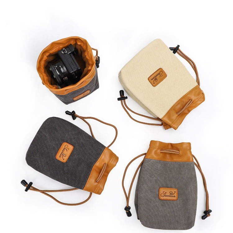 S.C.COTTON Liner Bag Waterproof Digital Protection Portable SLR Lens Bag Micro Single Camera Bag Photography Bag, Colour:  Beige L - Lens Bag by PMC TechLife | Online Shopping South Africa | PMC TechLife
