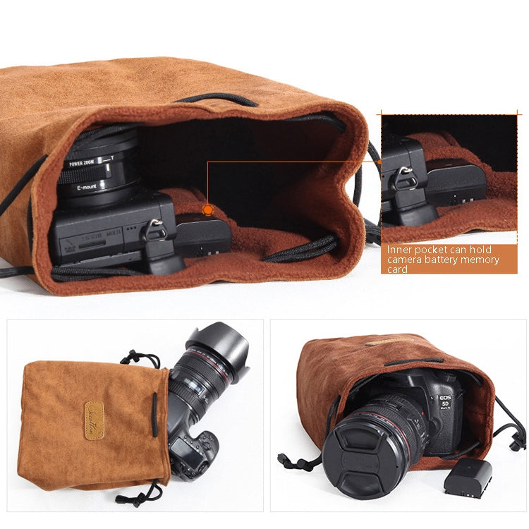 S.C.COTTON Liner Shockproof Digital Protection Portable SLR Lens Bag Micro Single Camera Bag Round Black L - Lens Bag by S.C.COTTON | Online Shopping South Africa | PMC TechLife | Buy Now Pay Later Mobicred