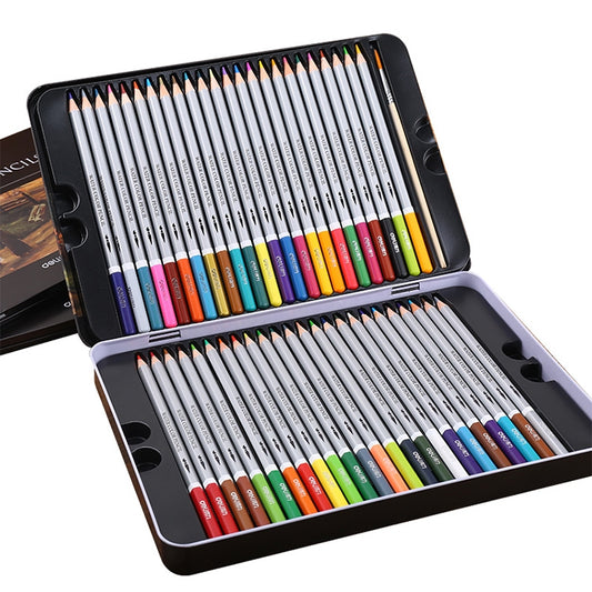 Deli Water-Soluble Colored Pencils 24 Colors 36 Colors 48 Colors 72 Color Pens Coloring Painting Pens, Lead color: 48 Colors (Iron Box) - Pencils by Deli | Online Shopping South Africa | PMC Jewellery