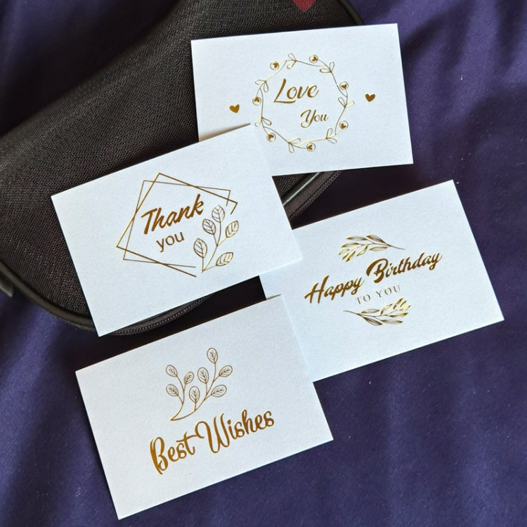 100 PCS Wedding Blessing Card Thank You Message Gift Decoration Card Bronzing Flower Greeting Card Happy Birthday ���White��� - free shipping - PMC TechLife - Order now!