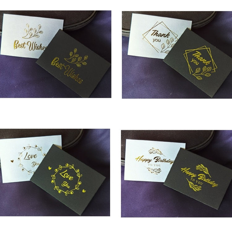 100 PCS Wedding Blessing Card Thank You Message Gift Decoration Card Bronzing Flower Greeting Card Happy Birthday ���White��� - free shipping - PMC TechLife - Order now!