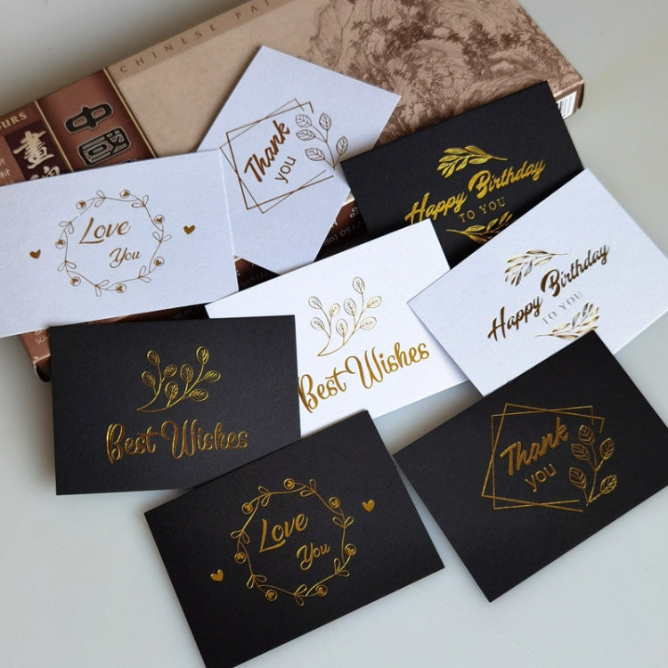 100 PCS Wedding Blessing Card Thank You Message Gift Decoration Card Bronzing Flower Greeting Card Happy Birthday ���White��� - free shipping - PMC TechLife - Order now!