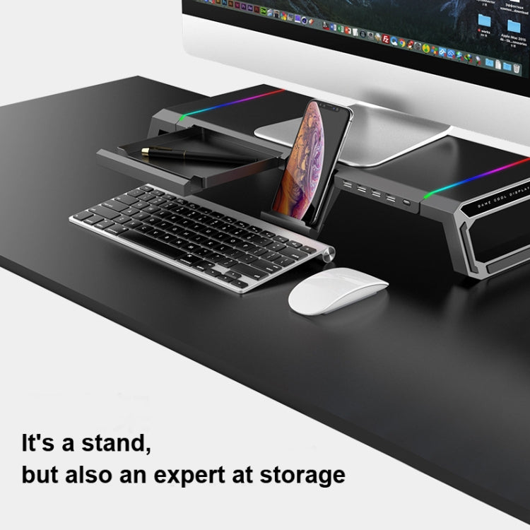 ICE COOREL T1 Monitor Increased Rack Foldable Laptop Stand With RGB Lighting & 4xUSB2.0 Expansion Interface(Obsidian Black) - free shipping - PMC TechLife - Order now!