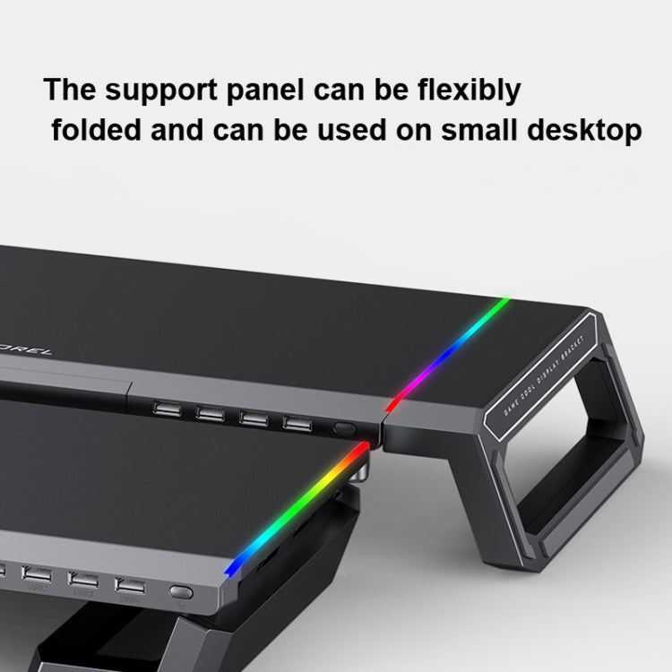 ICE COOREL T1 Monitor Increased Rack Foldable Laptop Stand With RGB Lighting & 4xUSB2.0 Expansion Interface(Obsidian Black) - free shipping - PMC TechLife - Order now!
