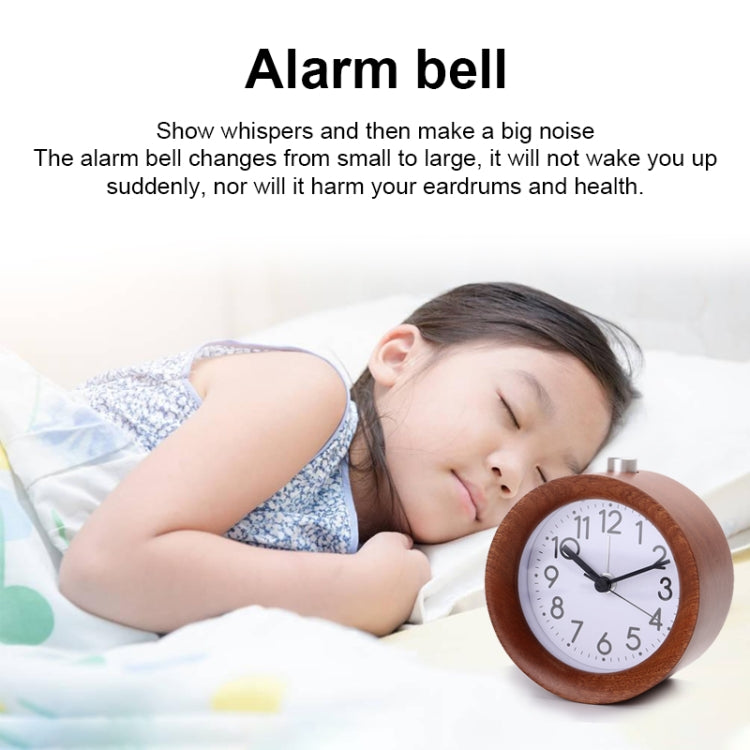 Solid Wood Silent Snooze Alarm Clock with Pointer(Round Dark) - Alarm Clocks by PMC Jewellery | Online Shopping South Africa | PMC Jewellery