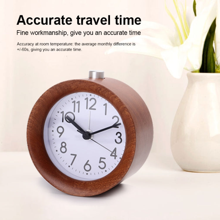 Solid Wood Silent Snooze Alarm Clock with Pointer(Round Dark) - Alarm Clocks by PMC Jewellery | Online Shopping South Africa | PMC Jewellery