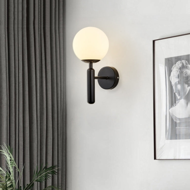 6102 Round Glass LED Wall Light Hotel Bedroom Bedside Living Room, Power source: 5W White Light(Copper Color Cream White Lampshade) -  by PMC TechLife | Online Shopping South Africa | PMC TechLife