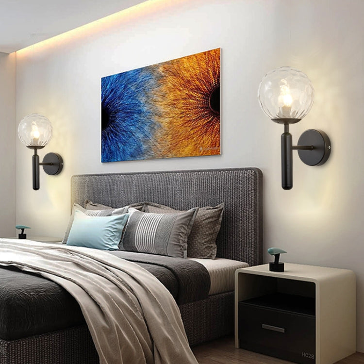 6102 Round Glass LED Wall Light Hotel Bedroom Bedside Living Room, Power source: 5W White Light(Copper Color Cream White Lampshade) -  by PMC TechLife | Online Shopping South Africa | PMC TechLife