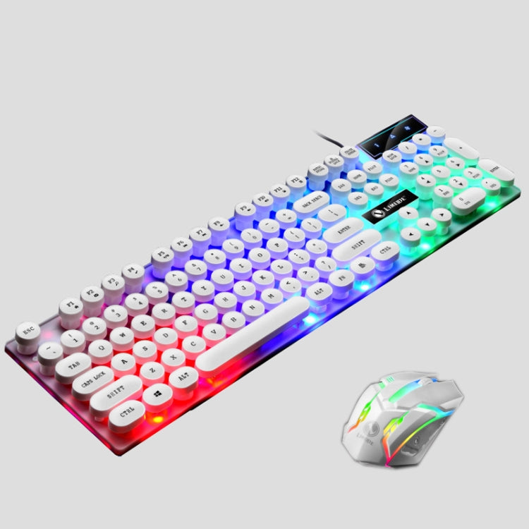 LIMEIDE GTX300 104 Keys Retro Round Key Cap USB Wired Mouse Keyboard, Cable Length: 1.4m, Colour: Punk Set White - free shipping - PMC TechLife - Order now!