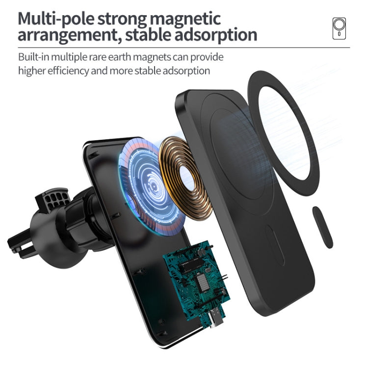N16 10W Car Air Outlet + Suction Cup Magsafe Magnetic Phone Universal Wireless Charger Holder(Green) - Wireless Charger Holders by PMC TechLife | Online Shopping South Africa | PMC TechLife