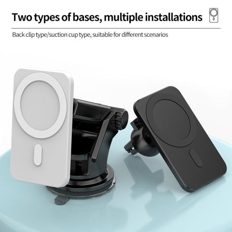 N16 10W Car Air Outlet + Suction Cup Magsafe Magnetic Phone Universal Wireless Charger Holder(Black) - Wireless Charger Holders by PMC TechLife | Online Shopping South Africa | PMC TechLife