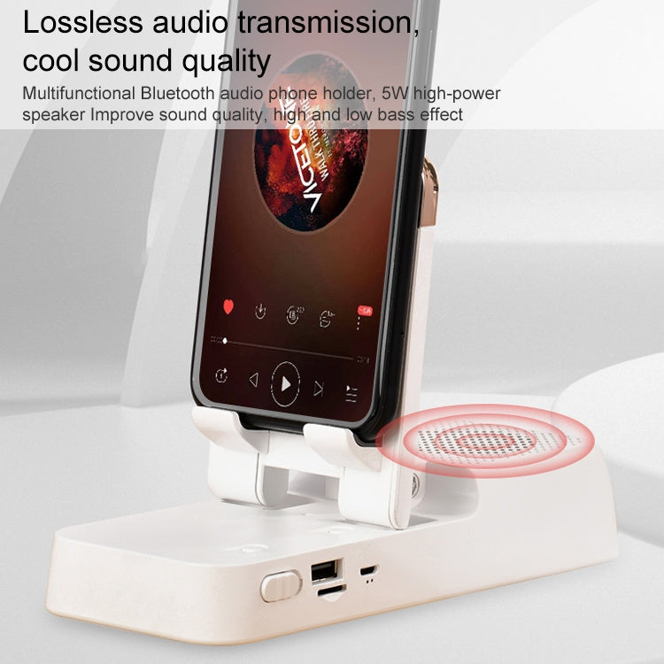 Multifunctional Desktop Stand For Mobile Phone And Tablet With Bluetooth Speaker(Black) - Desktop Holder by PMC TechLife | Online Shopping South Africa | PMC TechLife