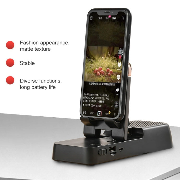 Multifunctional Desktop Stand For Mobile Phone And Tablet With Bluetooth Speaker(Black) - Desktop Holder by PMC TechLife | Online Shopping South Africa | PMC TechLife