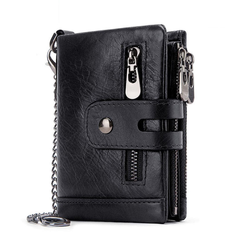 RFID Anti-Theft Swipe Wallet Tri-Fold Multi-Card Slot Crazy Horse Leather Men Leather Wallet(Black) - Antimagnetic RFID Package by PMC TechLife | Online Shopping South Africa | PMC TechLife | Buy Now Pay Later Mobicred