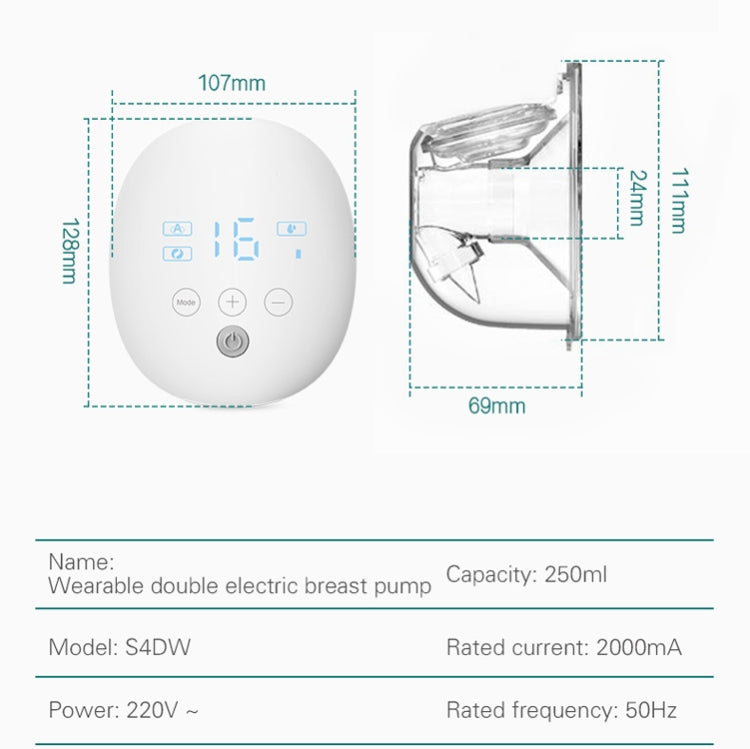 Wearable Automatic Breast Pump Massage Hands-free Invisible Wireless Large Suction Breast Pump S4DW - English - free shipping - PMC TechLife - Order now!