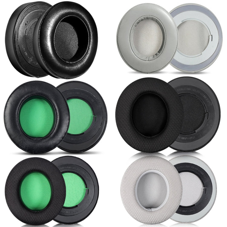 2 PCS Headset Sponge Case For Razer BlackShark V2/V2X/V2SE, Colour: Ellipse Lambskin(Black Paper Black Net) - Earmuff & Pad by PMC TechLife | Online Shopping South Africa | PMC TechLife