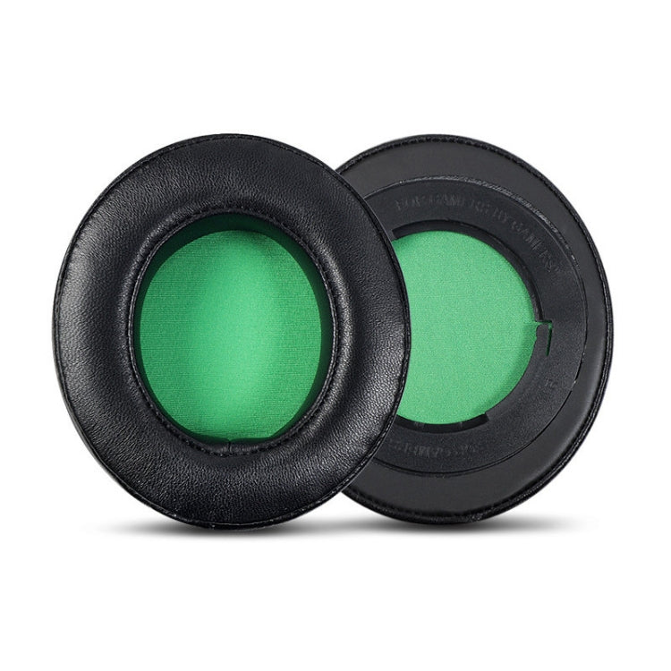 2 PCS Headset Sponge Case For Razer BlackShark V2/V2X/V2SE, Colour: Ellipse Lambskin(Black Paper Green Net) - Earmuff & Pad by PMC TechLife | Online Shopping South Africa | PMC TechLife