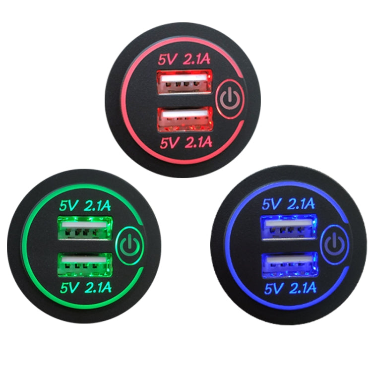 Car Motorcycle Modified Charger Double Aperture 4.2A With Touch Switch USB Car Charge(Blue Light) - DIY Modified Charger by PMC TechLife | Online Shopping South Africa | PMC TechLife