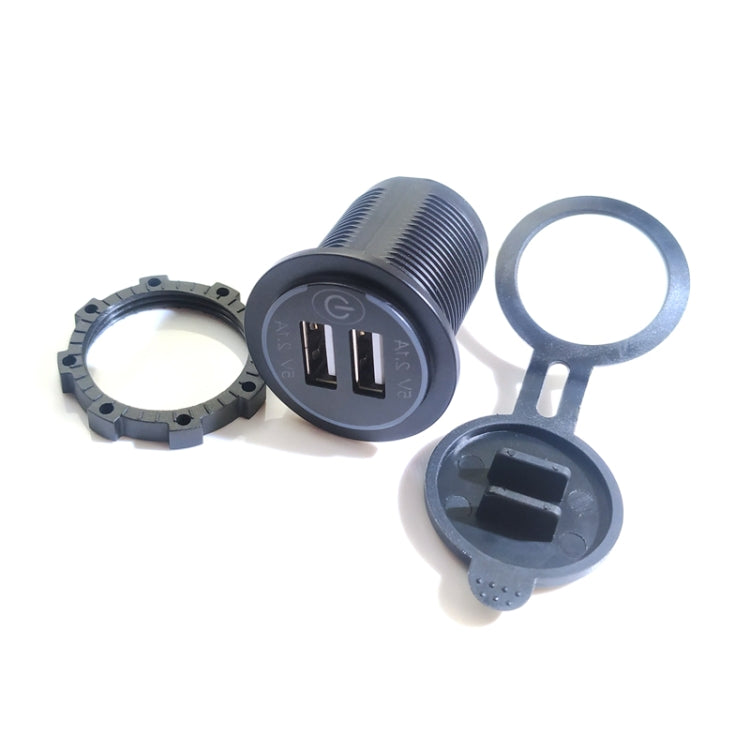 Car Motorcycle Modified Charger Double Aperture 4.2A With Touch Switch USB Car Charge(Red Light) - DIY Modified Charger by PMC TechLife | Online Shopping South Africa | PMC TechLife