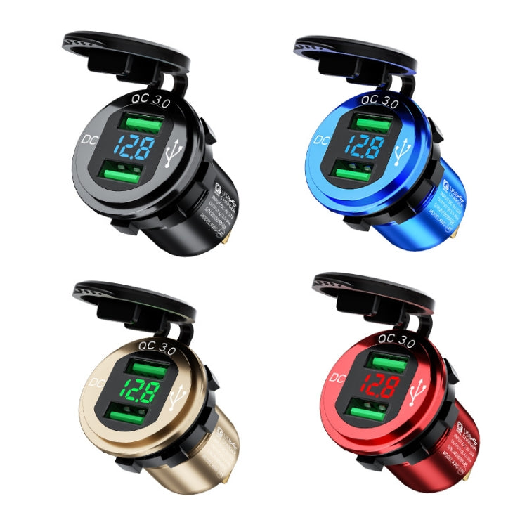Car Motorcycle Modified USB Charger QC3.0 Metal Waterproof Fast Charge(Blue Shell Blue Light)) - free shipping - PMC TechLife - Order now!