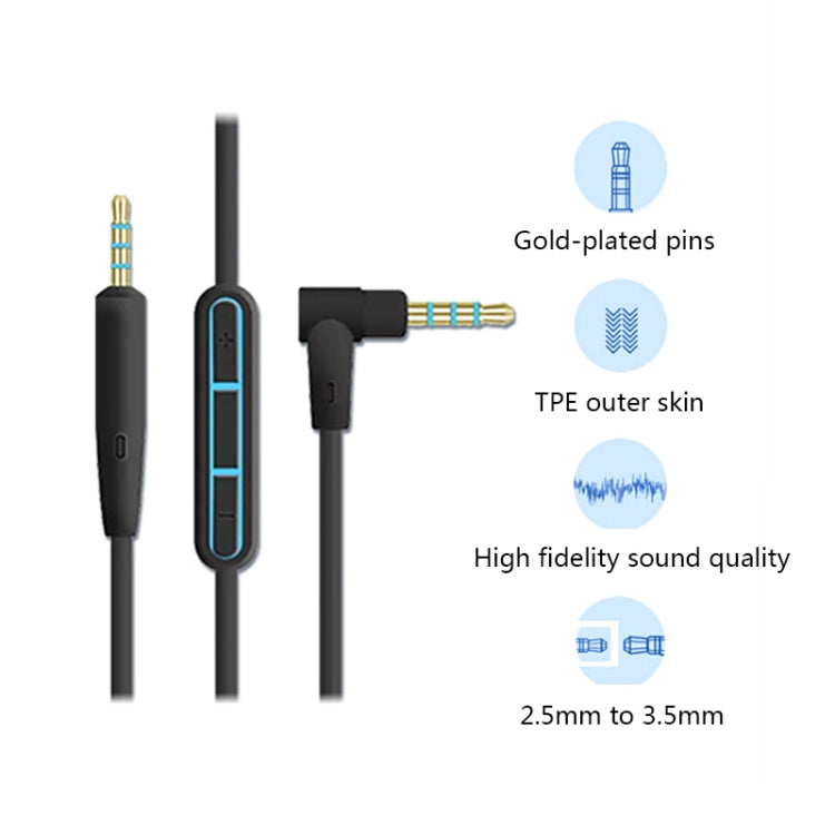 3 PCS 3.5mm to 2.5mm Audio Cable with Mic For Bose QC25/QC35/OE2, Length: 1.4m(Black) - Cable & Splitter by PMC Jewellery | Online Shopping South Africa | PMC Jewellery