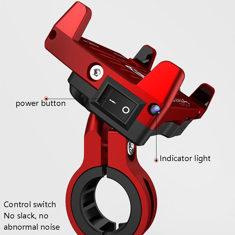 Kewig M6 Aluminum Alloy Motorcycle Mobile Phone Bracket Rechargeable With Switch Waterproof Stable Navigation Bracket(Blue) - Holder by PMC TechLife | Online Shopping South Africa | PMC TechLife | Buy Now Pay Later Mobicred