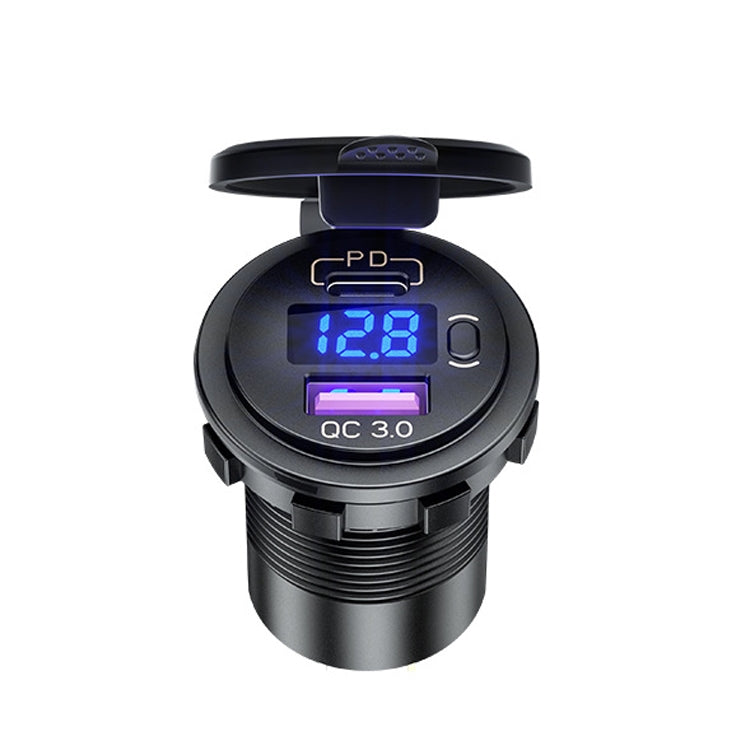 12V Modified Car USB Charger With Voltage Display PD QC3.0 Socket(With Terminal Red Light) - DIY Modified Charger by PMC TechLife | Online Shopping South Africa | PMC TechLife