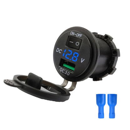 Car Motorcycle Modified USB Charger With Switch 12-24V Fast Charge(Blue Light) - DIY Modified Charger by PMC Jewellery | Online Shopping South Africa | PMC Jewellery
